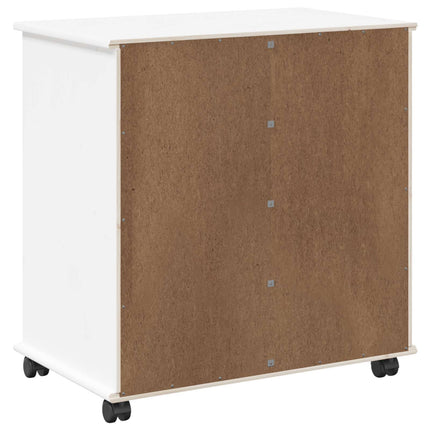 Rullende skab 63,5 x 39 x 65,5 cm Massivt fyrretræ Hvid