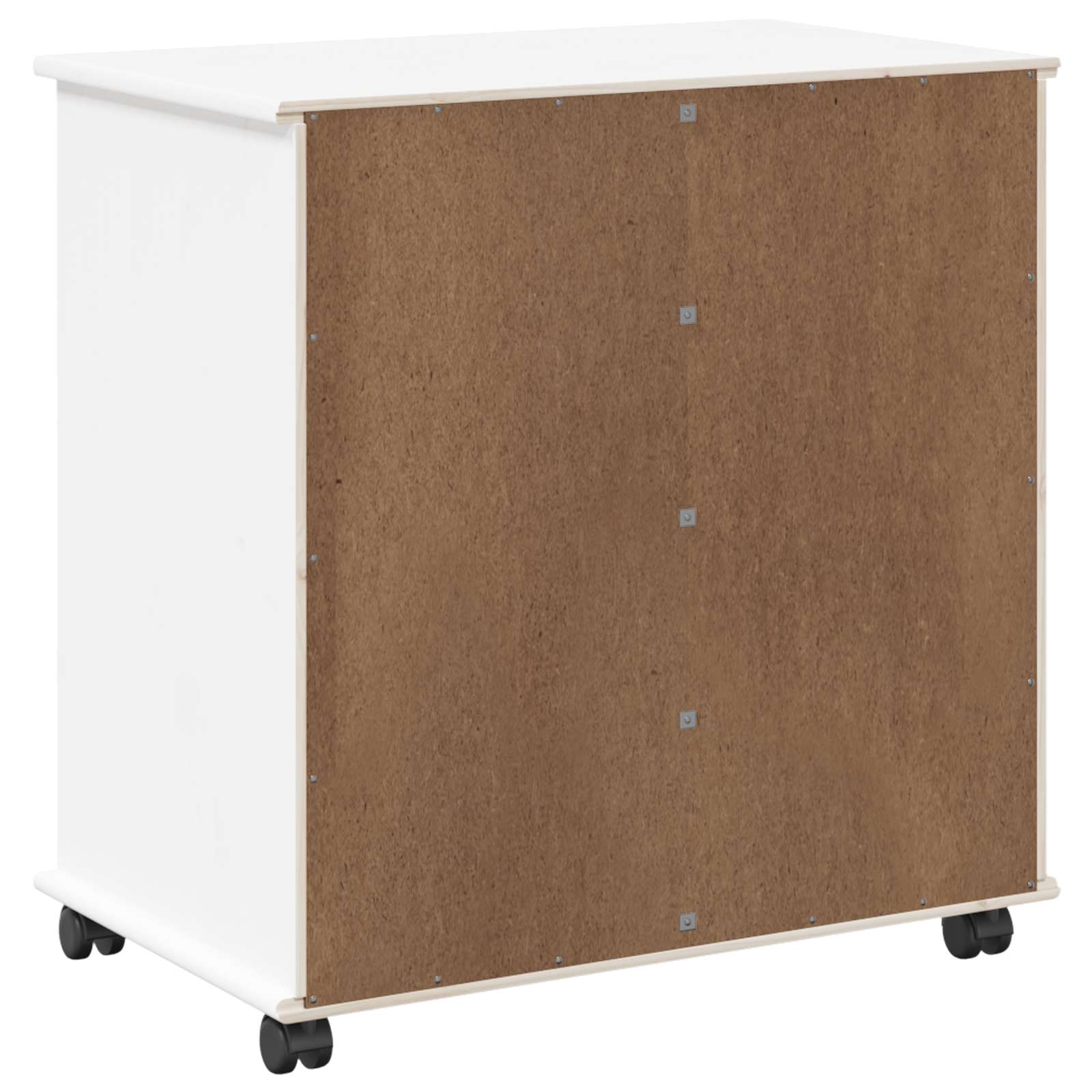 Rullende skab Hvid 63,5 x 39 x 65,5 cm Massivt fyrretræ