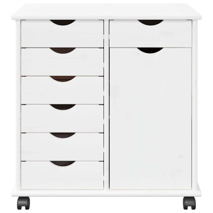 Rullende skab 63,5 x 39 x 65,5 cm Massivt fyrretræ Hvid