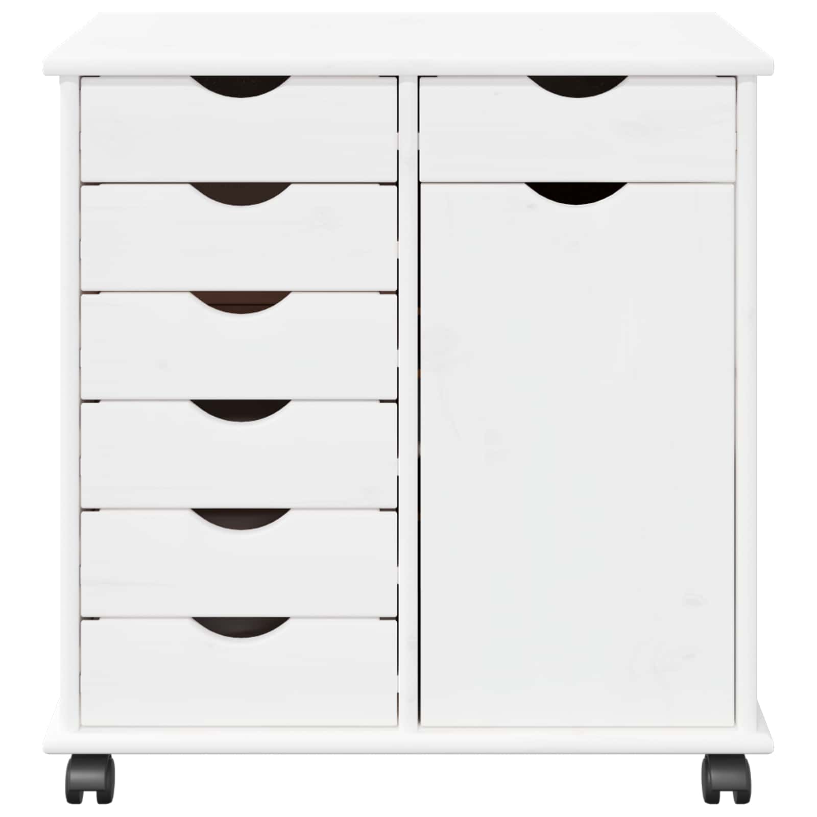 Rullende skab Hvid 63,5 x 39 x 65,5 cm Massivt fyrretræ