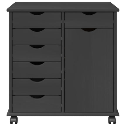 Rullende skab med hjul Grå 63,5 x 39 x 65,5 cm Massivt fyrretræ