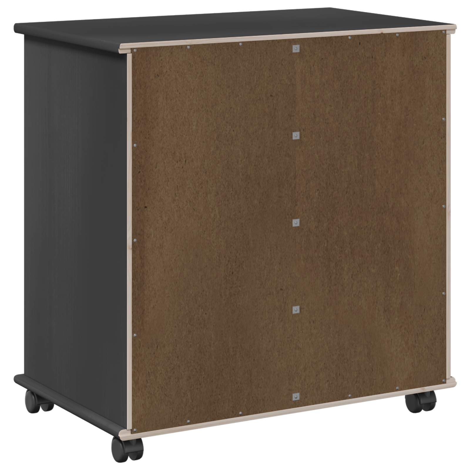Rullende skab Sort 63,5 x 39 x 65,5 cm Massivt fyrretræ