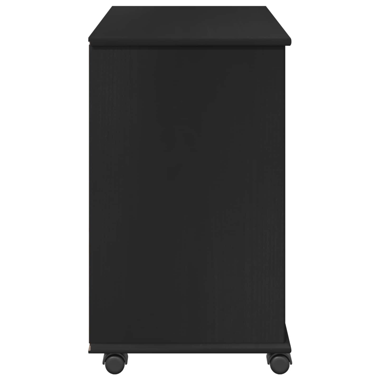 Rullende skab Sort 63,5 x 39 x 65,5 cm Massivt fyrretræ