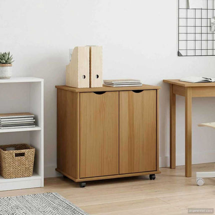 Rullende skab Honningbrun 100 x 39 x 65,5 cm Massivt fyrretræ