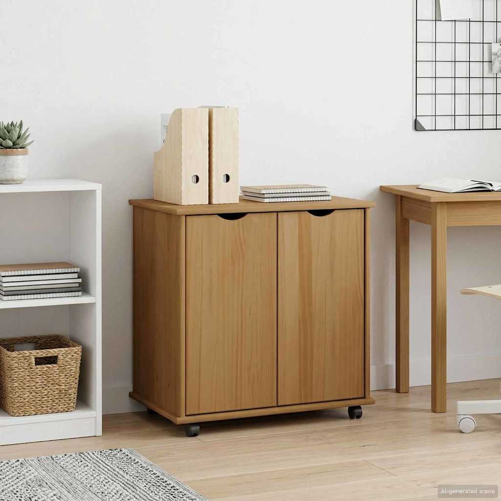 Rullende skab Honningbrun 100 x 39 x 65,5 cm Massivt fyrretræ