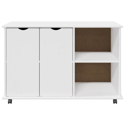 Rullende skab med hjul Hvid 100 x 39 x 65,5 cm Massivt fyrretræ