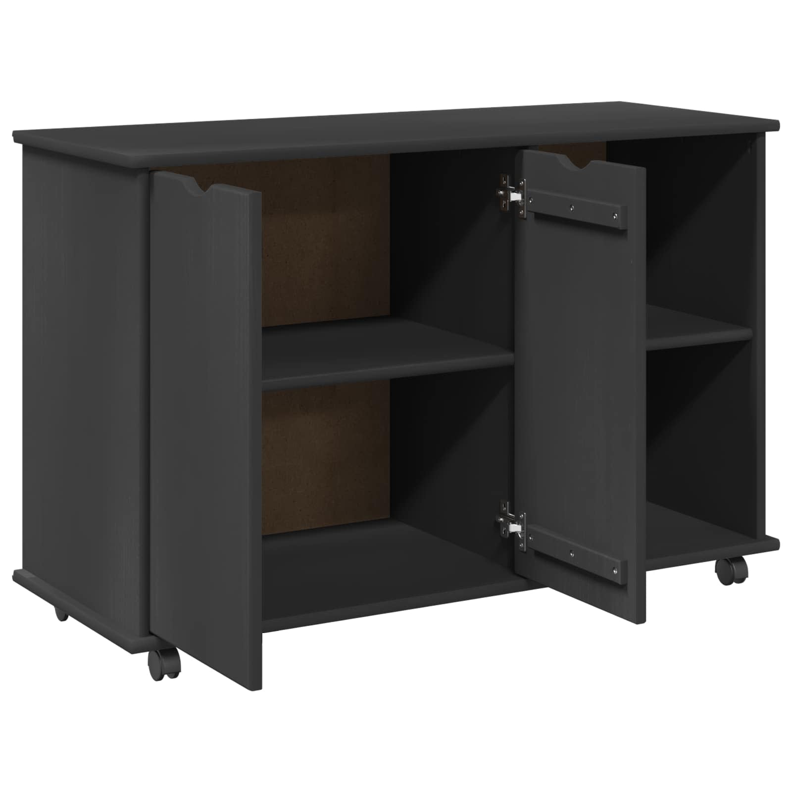 Rullende skab med hjul Grå 100 x 39 x 65,5 cm Massivt fyrretræ