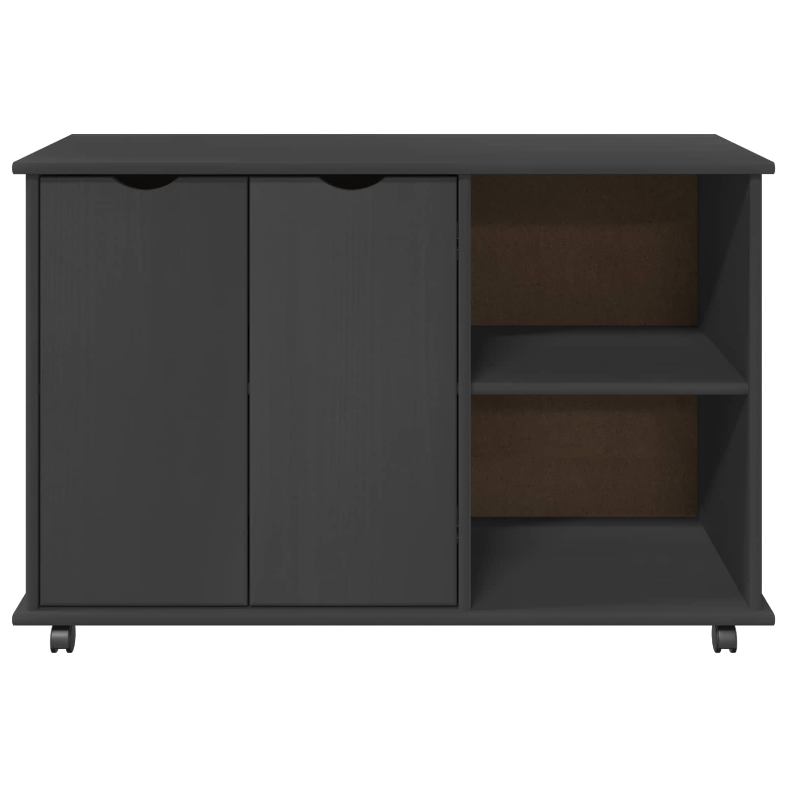 Rullende skab med hjul Grå 100 x 39 x 65,5 cm Massivt fyrretræ