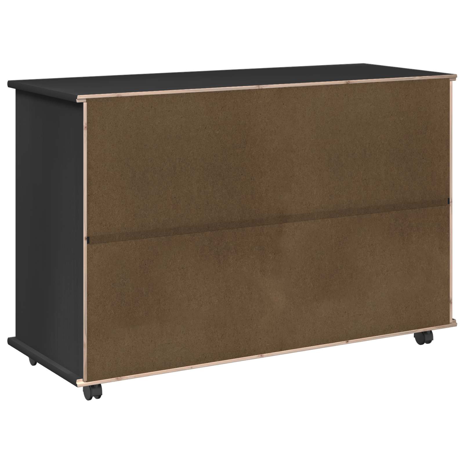 Rullende skab med hjul Sort 100 x 39 x 65,5 cm Massivt fyrretræ
