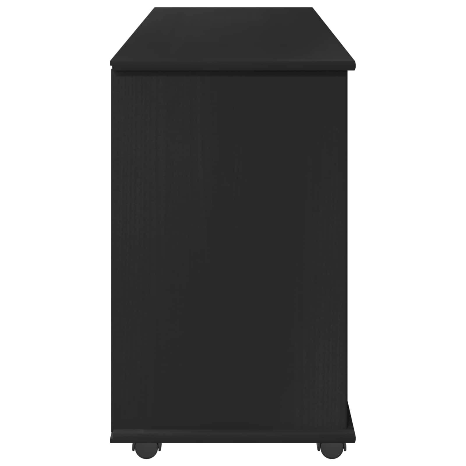 Rullende skab med hjul Sort 100 x 39 x 65,5 cm Massivt fyrretræ