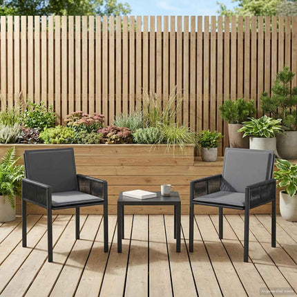 Havestole 2 stk. Sort og Mørkegrå polyrattan