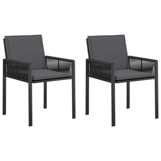 Havestole 2 stk. Sort og Mørkegrå polyrattan