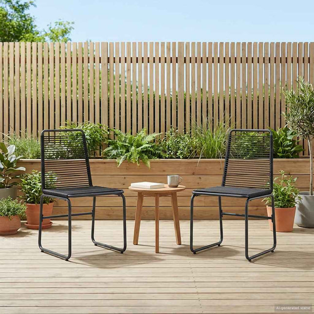 Havestole 2 stk. Sort Rattan