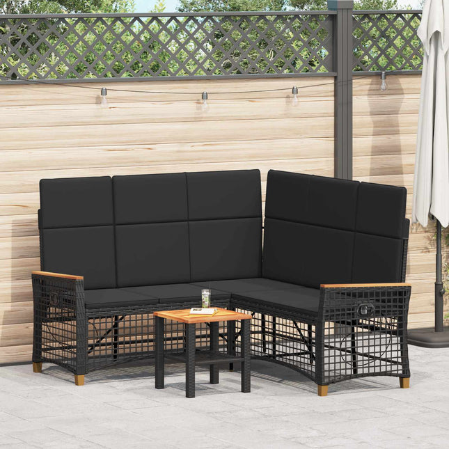 Havemøbel-set med reclining sofa 5-Antal sæder Sort