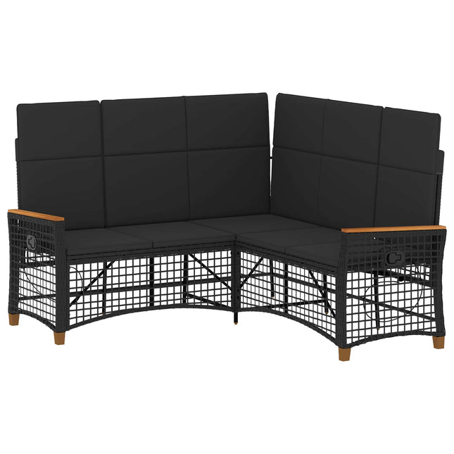 Havemøbel-set med reclining sofa 5-Antal sæder Sort