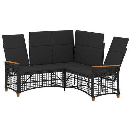 Havemøbel-set med reclining sofa 5-Antal sæder Sort
