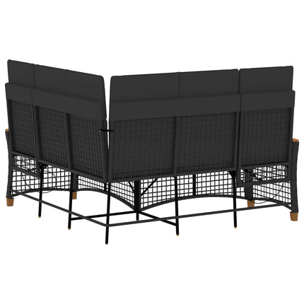 Havemøbel-set med reclining sofa 5-Antal sæder Sort