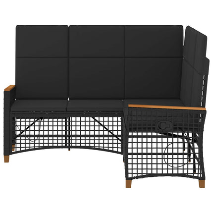 Havemøbel-set med reclining sofa 5-Antal sæder Sort