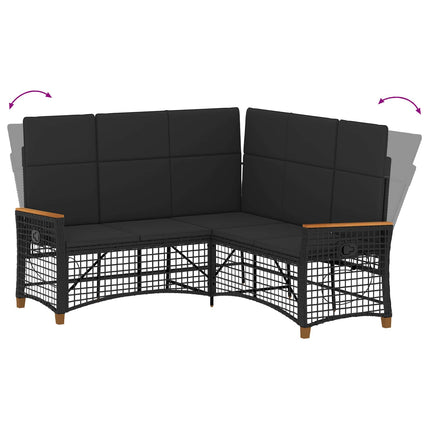Havemøbel-set med reclining sofa 5-Antal sæder Sort