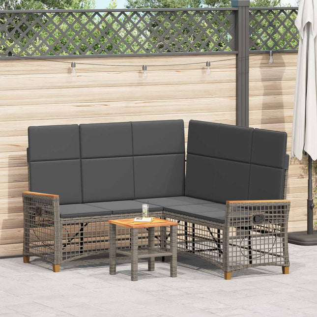 Havemøbel-set med reclining sofa 5-Antal sæder Grå og Mørkegrå