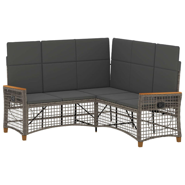 Havemøbel-set med reclining sofa 5-Antal sæder Grå og Mørkegrå