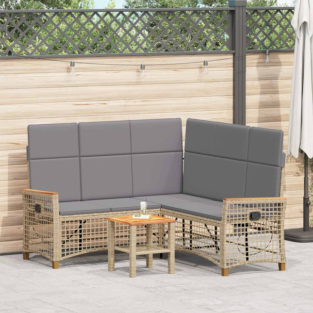 Havemøbel-set med reclining sofa 5-Antal sæder Beige og lys grå