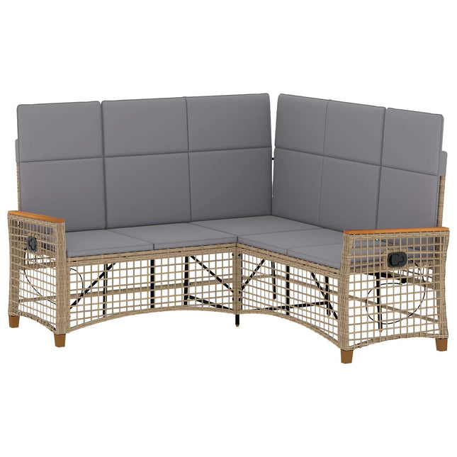 Havemøbel-set med reclining sofa 5-Antal sæder Beige og lys grå