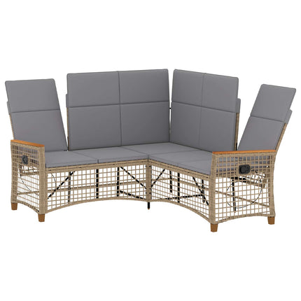 Havemøbel-set med reclining sofa 5-Antal sæder Beige og lys grå