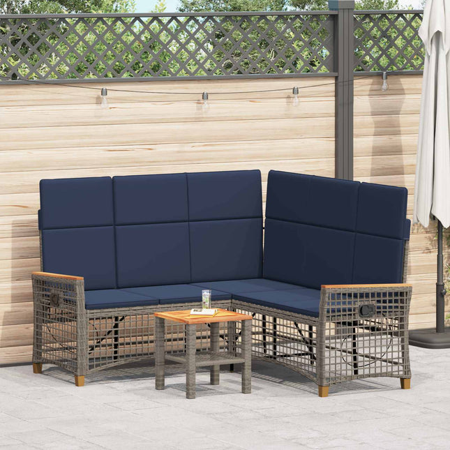 Havemøbel-set med reclining sofa 5-Antal sæder Grå og Marineblå