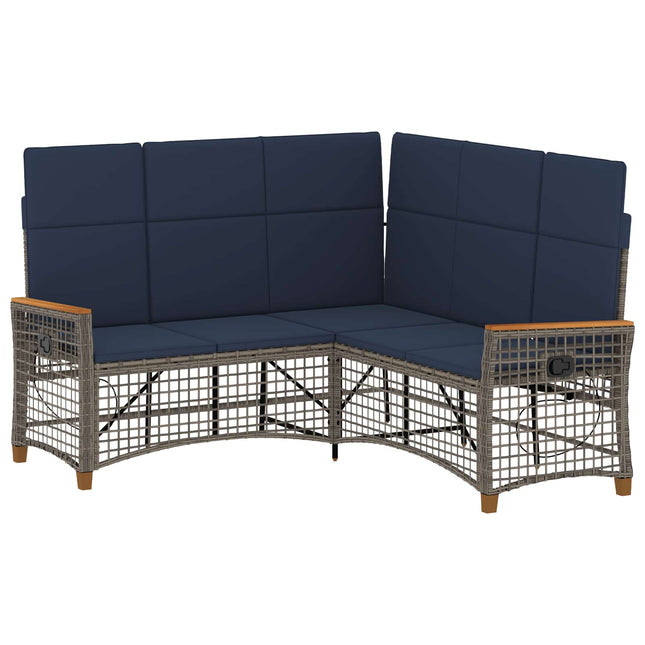 Havemøbel-set med reclining sofa 5-Antal sæder Grå og Marineblå