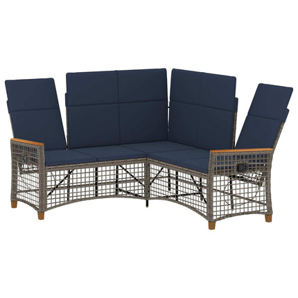 Havemøbel-set med reclining sofa 5-Antal sæder Grå og Marineblå