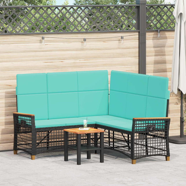 Havemøbel-set med reclining sofa 5-Antal sæder Sort og turkis