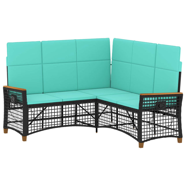 Havemøbel-set med reclining sofa 5-Antal sæder Sort og turkis