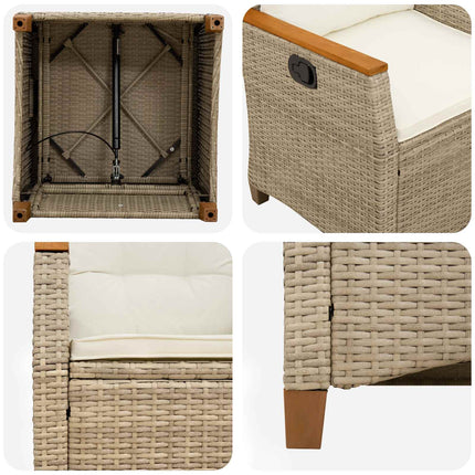Lænestol til haven Beige og creme 64 x 57,5 x 112 cm polyrattan