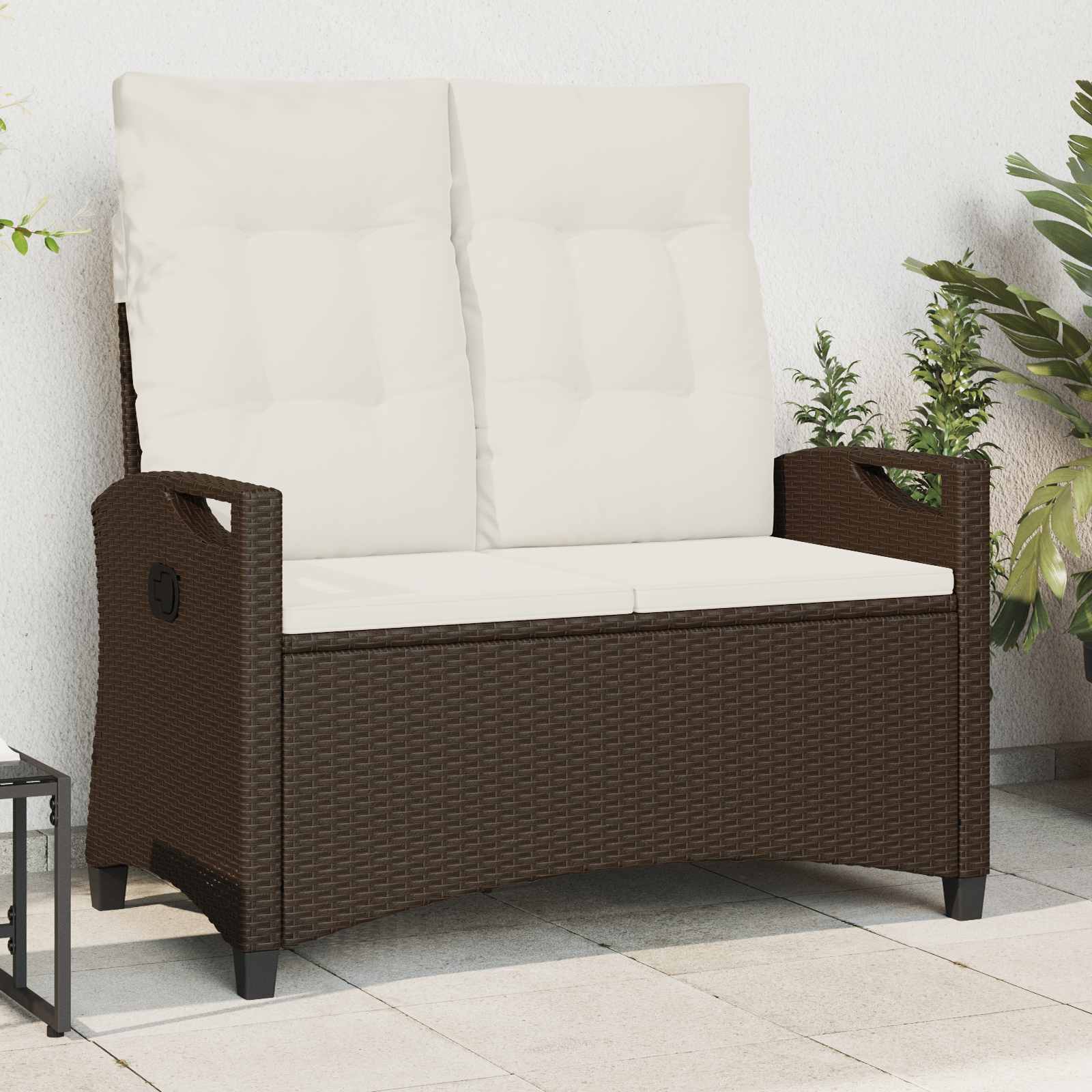 Havebænk Brun og Creme 105 x 60 x 112 cm Stål og Polyester