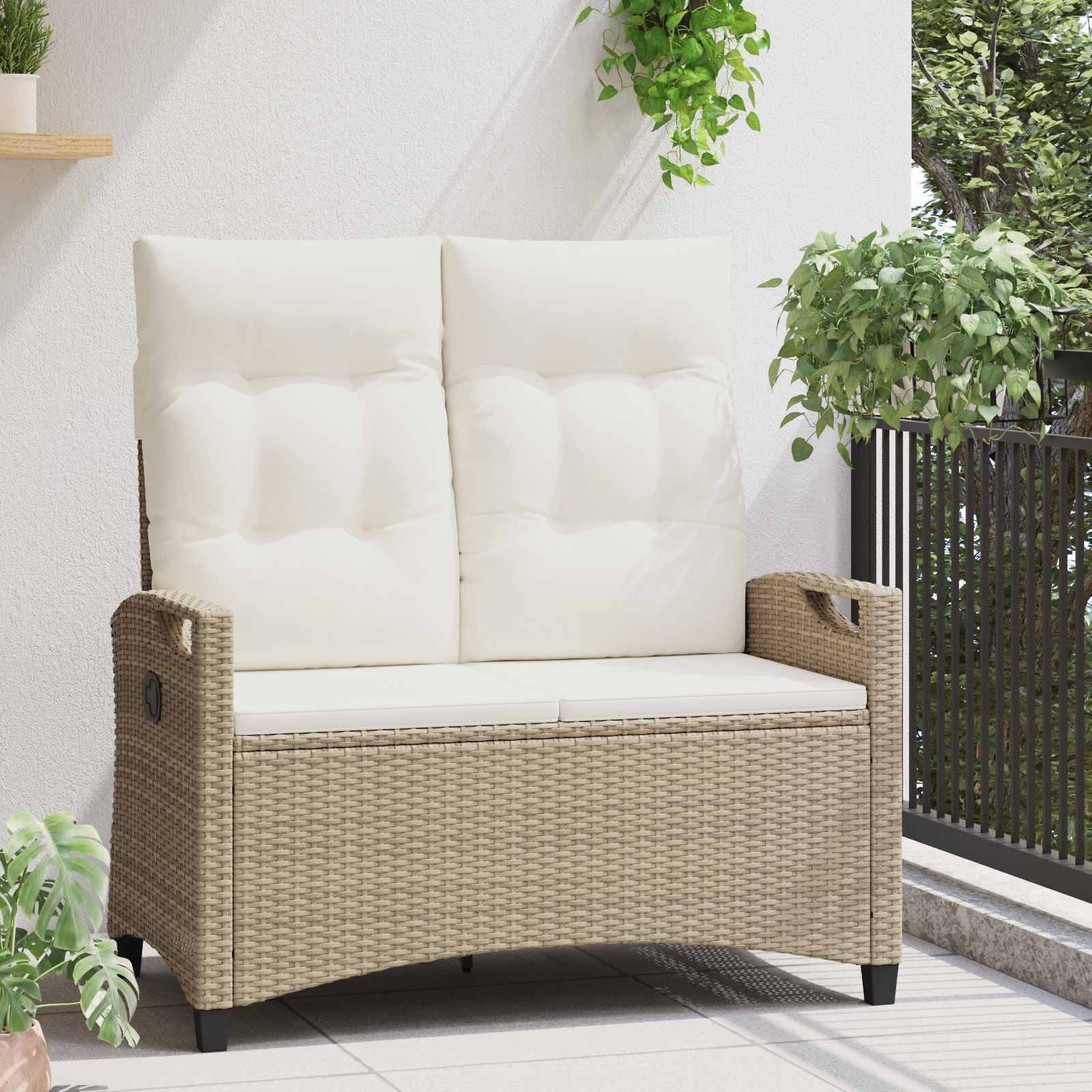Havebænk Beige og creme 105 x 60 x 112 cm Stål og Polyester