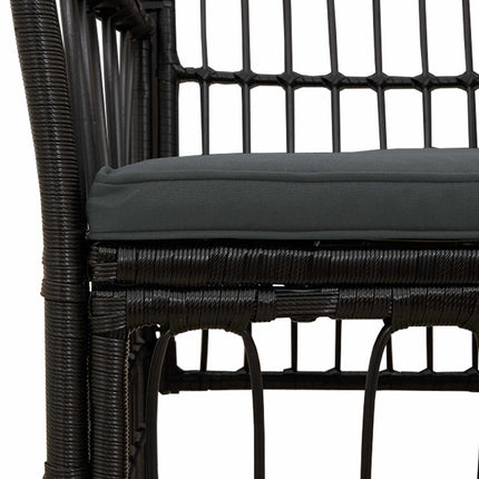 Havestole 2 stk. Sort PE rattan, stål og polyesterstof