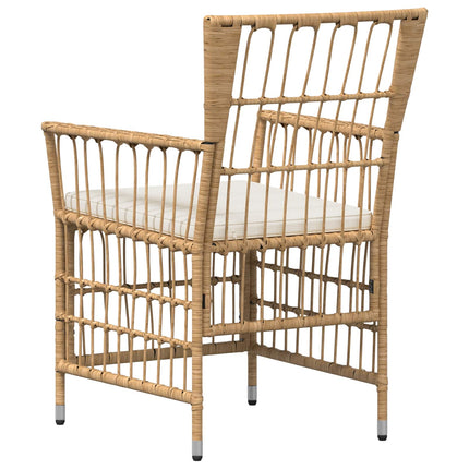 Havestole 2 stk. Naturfarvet PE rattan, stål og polyesterstof