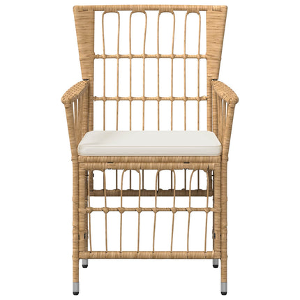 Havestole 2 stk. Naturfarvet PE rattan, stål og polyesterstof
