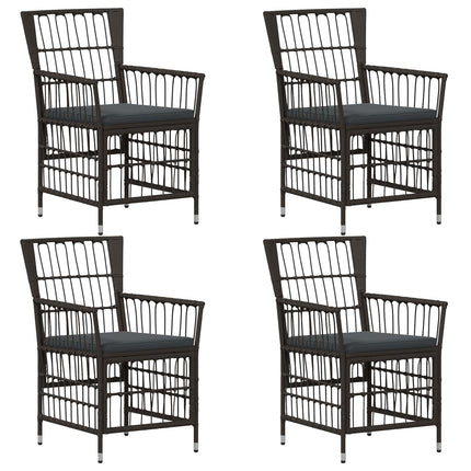 Havestole 4 stk. Sort PE rattan, stål og polyesterstof