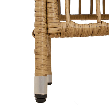 Havestole 4 stk. Naturfarvet PE rattan, stål og polyesterstof
