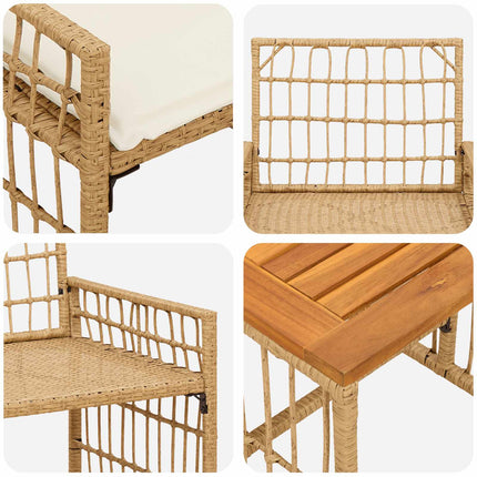 Have møbel sæt 5 stk. Naturlig og Creme Hvid Stål og Polyrattan