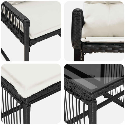 Have møbel sæt 11 stk. Sort og Cremehvid polyrattan