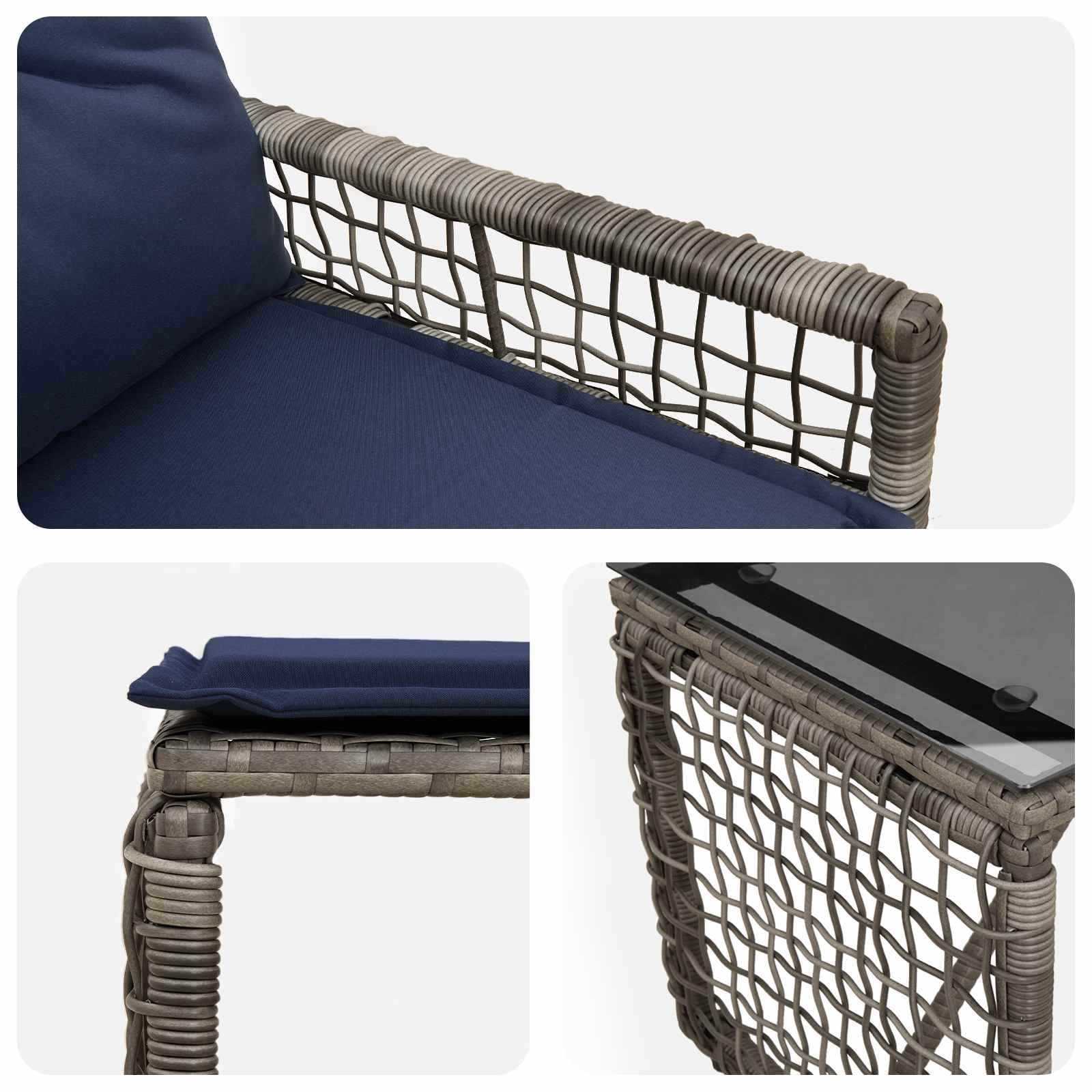 Have møbel sæt med pude 5 pcs Grå og Marineblå