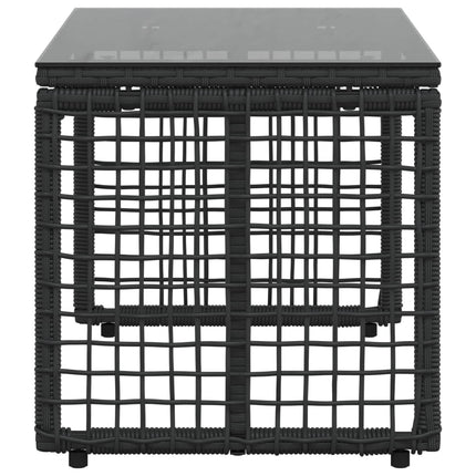 Udendørs Bord Sort 80 x 40 x 40 cm PE Rattan og Glas