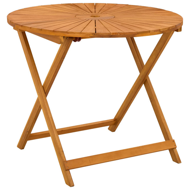 Sammenklappeligt havebord Naturfarvet Ø90 x 75 cm