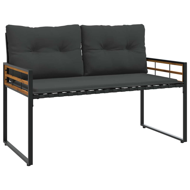 Trælagersbænk med pude Ensfarvet Dæmpet grå 114 x 55 x 77 cm