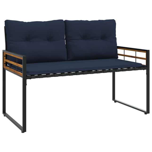 Trælagersbænk med pude Ensfarvet Marineblå 114 x 55 x 77 cm