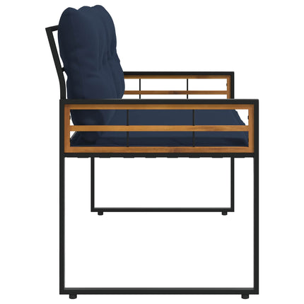 Trælagersbænk med pude Ensfarvet Marineblå 114 x 55 x 77 cm