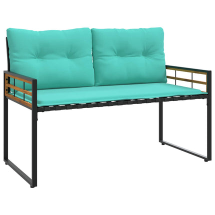 Trælagersbænk med pude Ensfarvet Turkis 114 x 55 x 77 cm